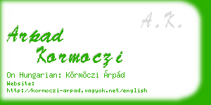 arpad kormoczi business card